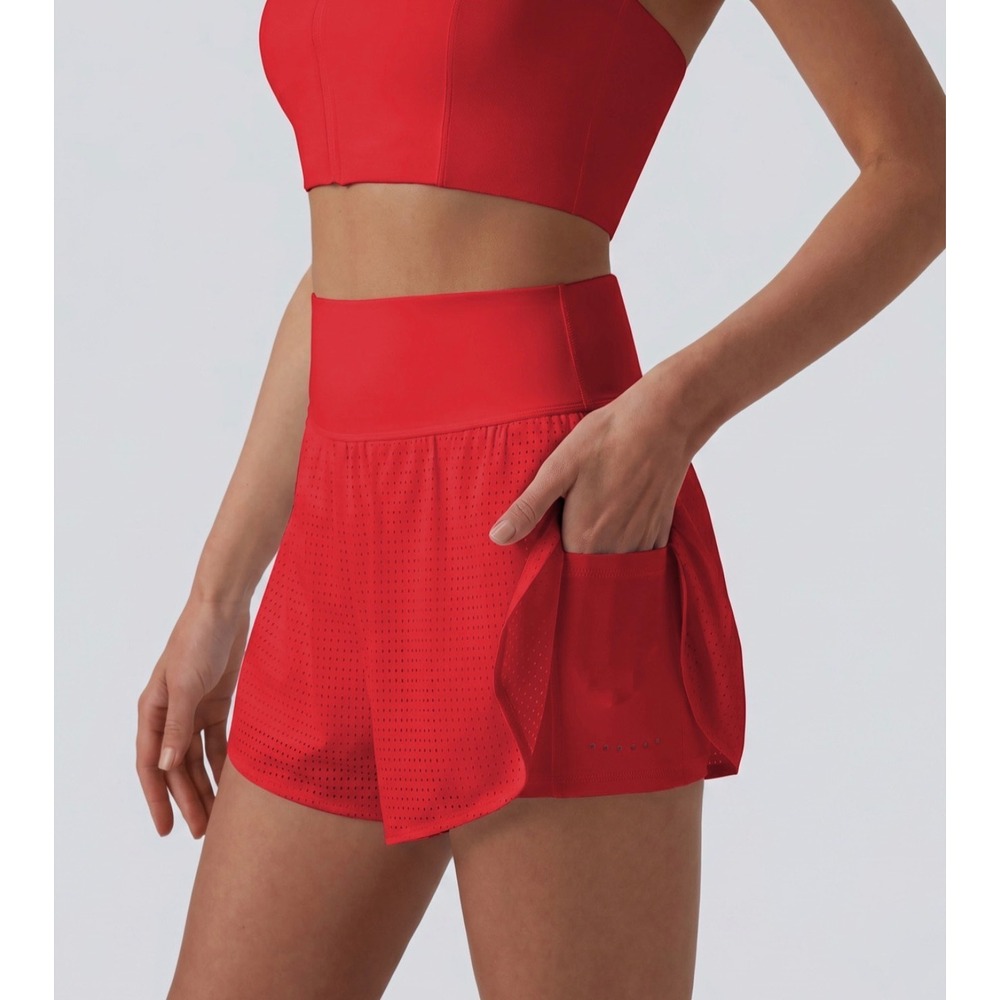 HALARA Red Athletic Running Shorts with Side Pocket